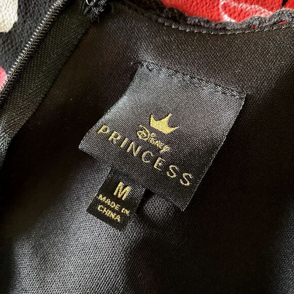 Womens DISNEY PRINCESS Floral Dress Size Medium Black Red Floral & Lace - Picture 3 of 4